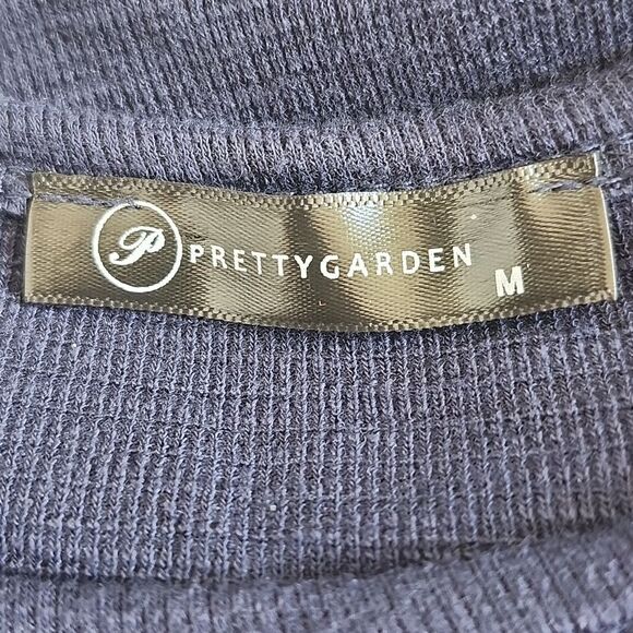 Prettygarden Navy Blue Balloon Sleeve Tie Front Mini Dress, M - Picture 9 of 9